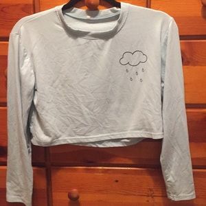 A long sleeve light blue shirt